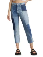 70s High-Rise Patched Straight Jeans