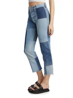 70s High-Rise Patched Straight Jeans