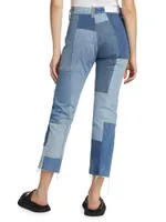 70s High-Rise Patched Straight Jeans