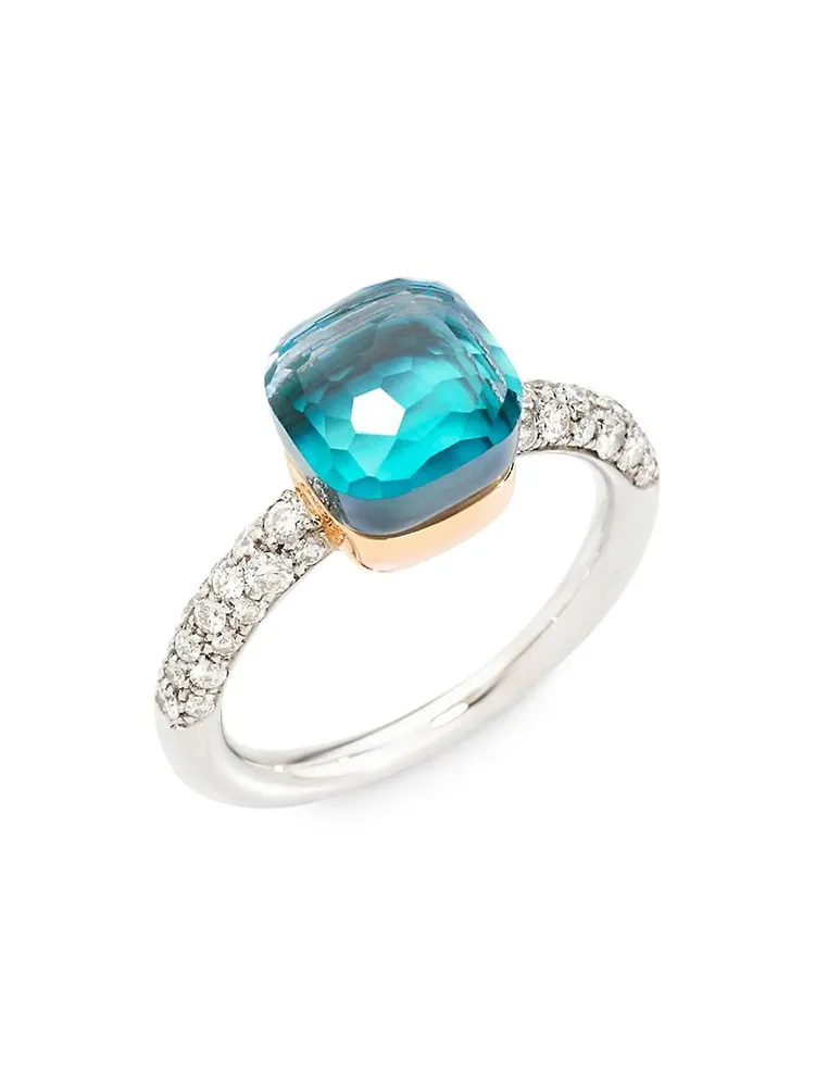 Nudo 18K Two-Tone Gold & Sky Blue Topaz Doublet Diamond Petite Ring