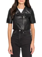 Kirsi Short-Sleeve Leather Jacket