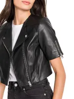 Kirsi Short-Sleeve Leather Jacket