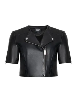 Kirsi Short-Sleeve Leather Jacket