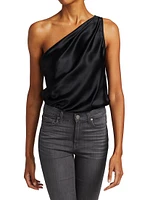 Darby One-Shoulder Silk Bodysuit