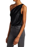 Darby One-Shoulder Silk Bodysuit