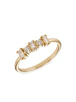 Baguette 18K Yellow Gold & Diamond Ring