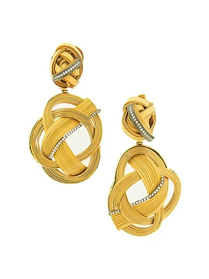 Bamboo 18K Yellow Gold & Light Brown Diamond Woven Bamboo Drop Earrings