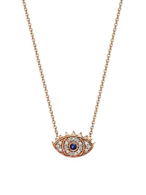 Ajna 18K Rose Gold, Diamond & Sapphire Eye Pendant Necklace