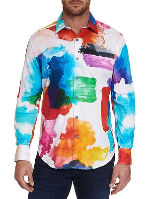 Work Of Genius Classic-Fit Watercolor Sport Shirt