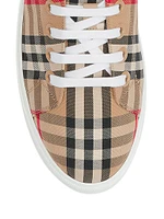 Albridge Check & Leather Low-Top Sneakers