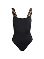 Greca Border One-Piece Swimsuit