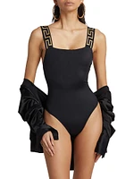 Greca Border One-Piece Swimsuit