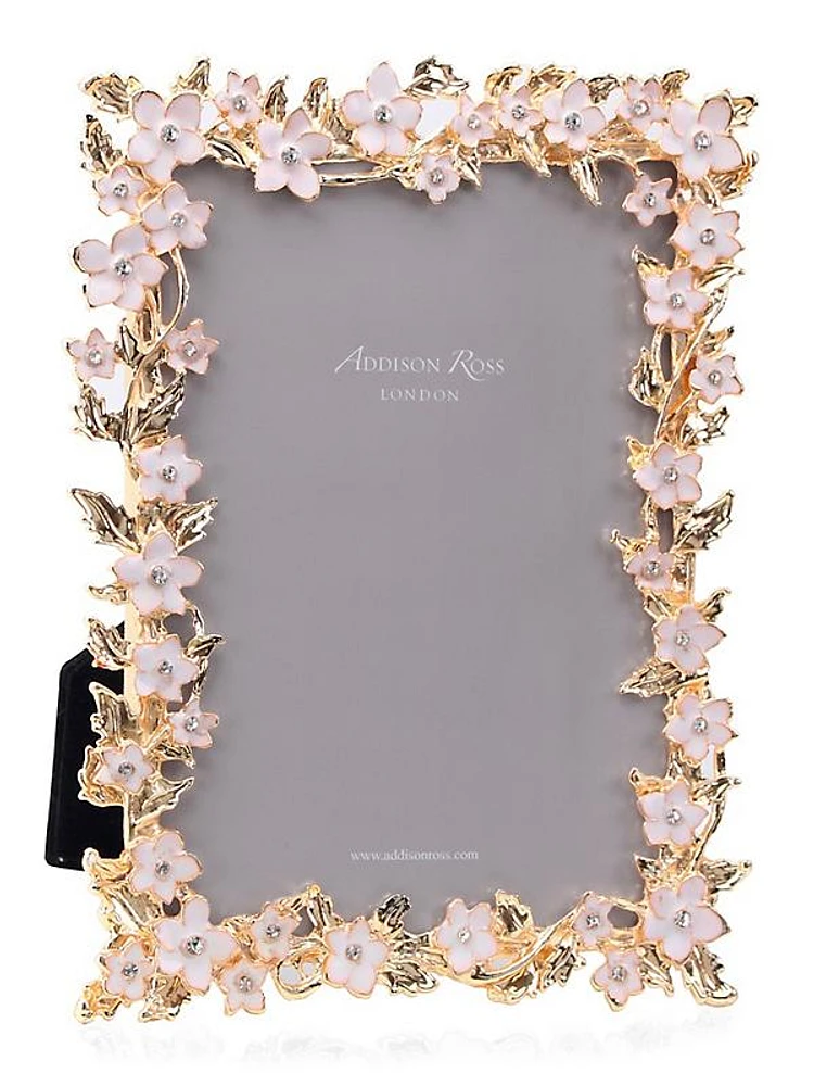 Gold Leaf & White Flower Picture Frame