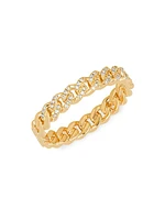 14K Yellow Gold & Diamond Pavé Mini Curb Chain Ring