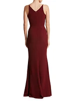 Iris Sleeveless Crepe Slit Gown