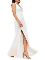 Sandra Crepe Slit Gown