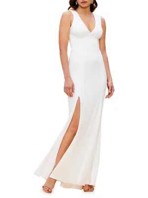 Sandra Crepe Slit Gown