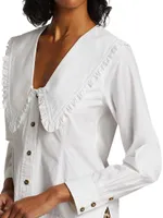 Cotton Poplin Pilgrim Collar Top