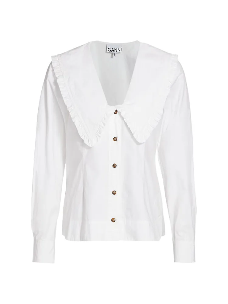 Cotton Poplin Pilgrim Collar Top