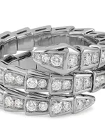 Serpenti Viper 18K White Gold & Pavé Diamond 2-Coil Ring