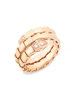 Serpenti Viper 18K Rose Gold & Diamond 2-Coil Ring