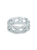 Twist 18K White Gold & Diamond Pavé 4-Row Ring