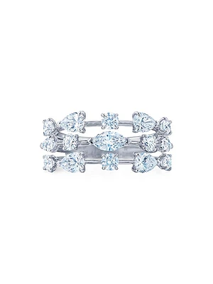 Starry Night 18K White Gold & Diamond 3-Row Ring