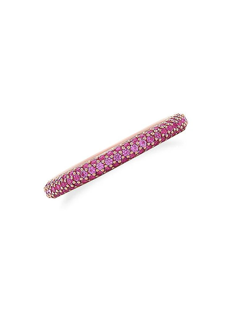 Moonlight 18K Rose Gold & Pink Sapphire Pavé Slim Ring