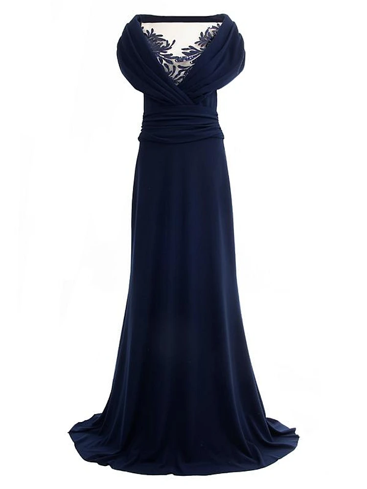 Crepe V-Neck Gown