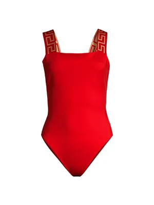 Greca Border One-Piece Swimsuit