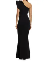 Kika Ra Ruffled One-Shoulder Trumpet Gown