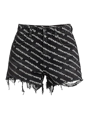 Bite Logo Print Denim Shorts