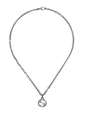 Interlocking Textured G Sterling Silver Pendant Necklace