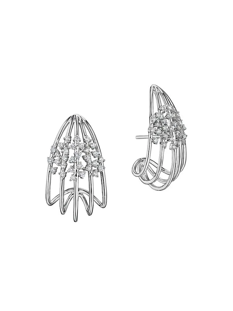 Luminus 18K White Gold & Diamond Cage Earrings
