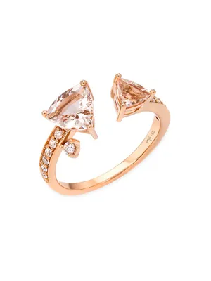 Mirage 18K Rose Gold, Diamond & Rose Morganite Open Ring