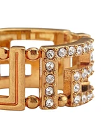 Greca Goldtone & Strass Ring