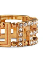 Greca Goldtone & Strass Ring