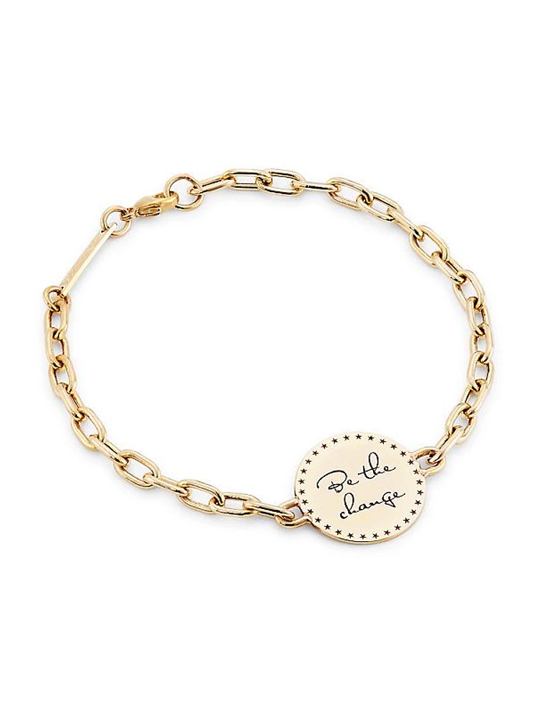 Mantras 14K Yellow Gold "Be The Change" Chain Bracelet