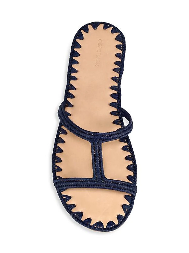 Iris Woven Raffia Slide Sandals