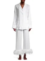 Party Faux Feather 2-Piece Pajama Set