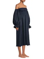 Atlanda Off-The-Shoulder Linen Dress