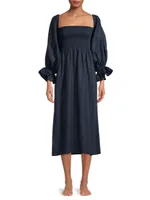 Atlanda Off-The-Shoulder Linen Dress
