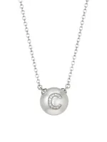 Pearl ID 18K White Gold, 11.5-12MM Pearl & Diamond Pavé Carved C Initial Necklace