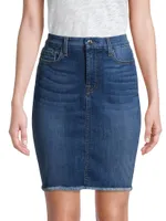 Frayed Denim Pencil Skirt