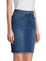 Frayed Denim Pencil Skirt