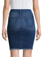 Frayed Denim Pencil Skirt