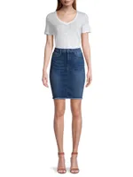 Frayed Denim Pencil Skirt