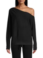 Asymmetric Off-The-Shoulder Cashmere Top