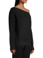 Asymmetric Off-The-Shoulder Cashmere Top