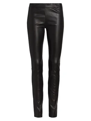 Stretch Leather Moto Leggings